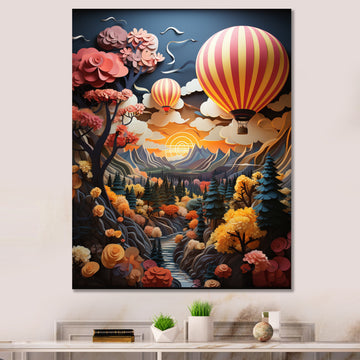 Coral Hot Air Ballon I - Hot Air Balloon Canvas Wall Art
